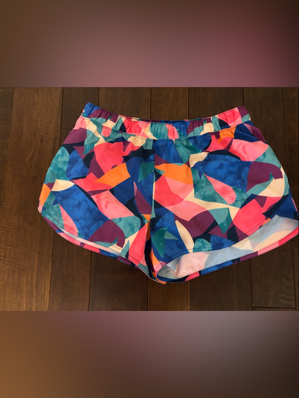 Old Navy Pink Blue Teal Abstract Athletic Shorts